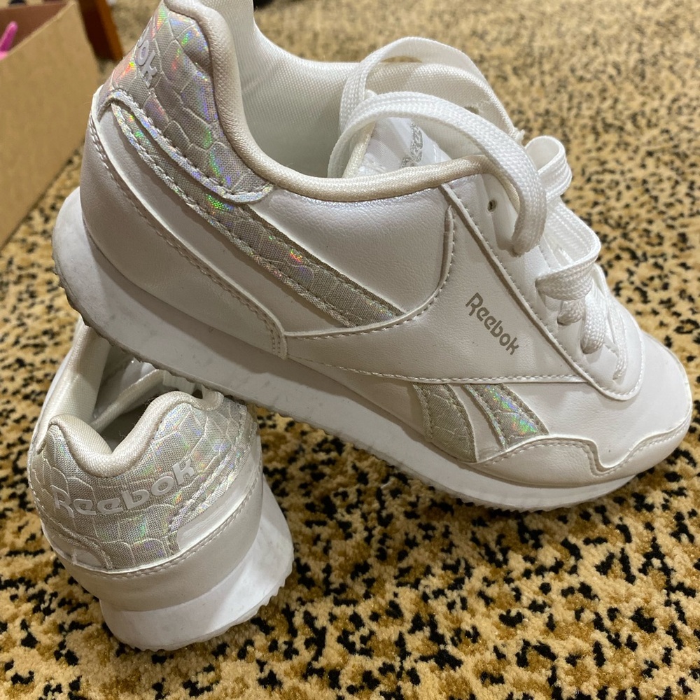 Reebok Kids White and Silver Sneakers